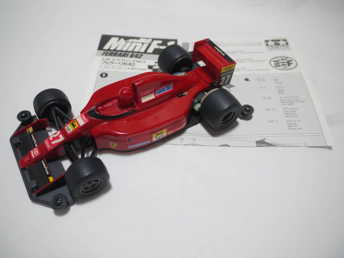 ★中古 タミヤ ミニF-1 フェラーリ642 組立済み現状品 28002 動作未確認 説明書付き_画像1