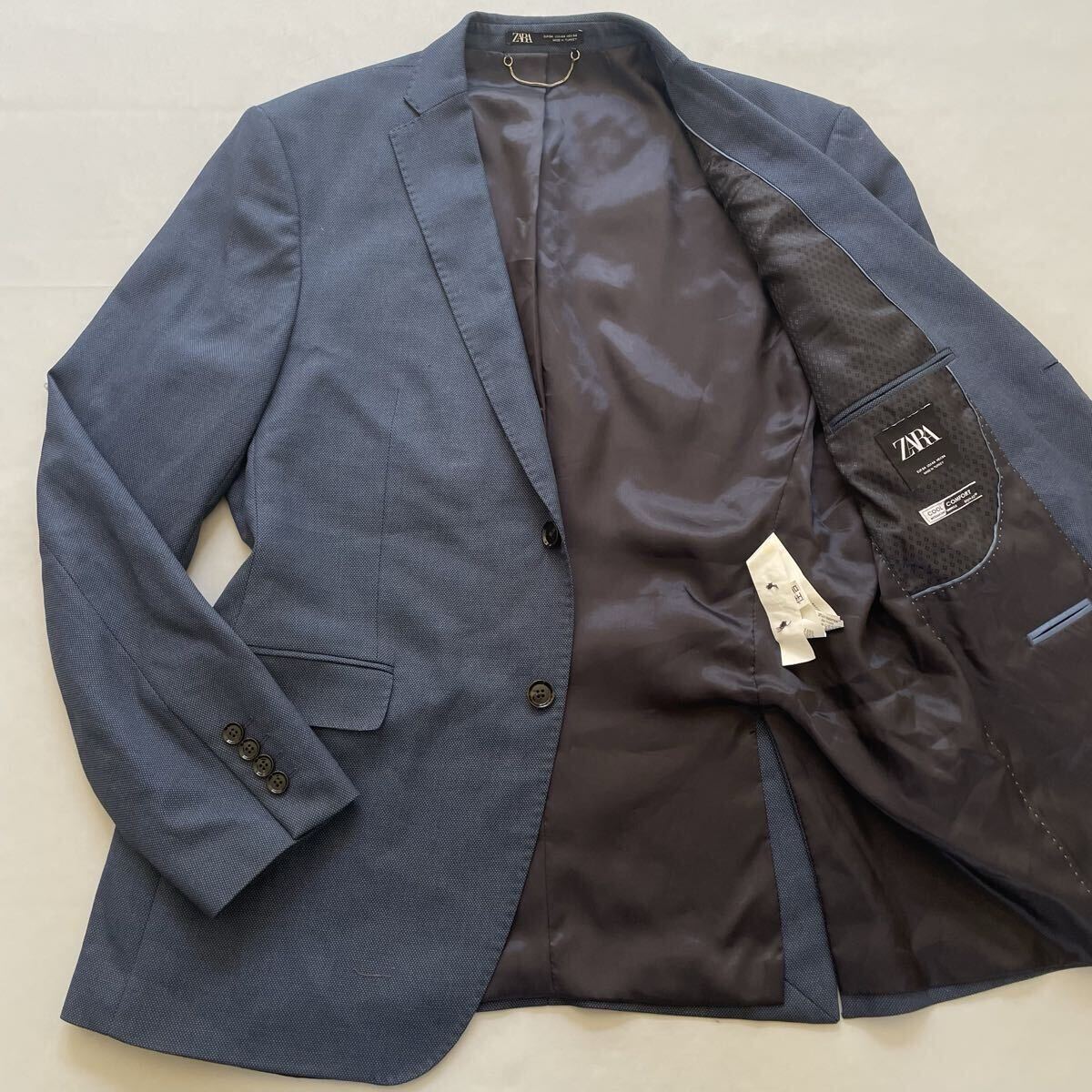 超希少3XL！ザラマン【お洒落の極み】ZARA MAN テーラードジャケット ネイビー 2B 総裏地 着心地◎ 高級感 54(4L相当)_画像1