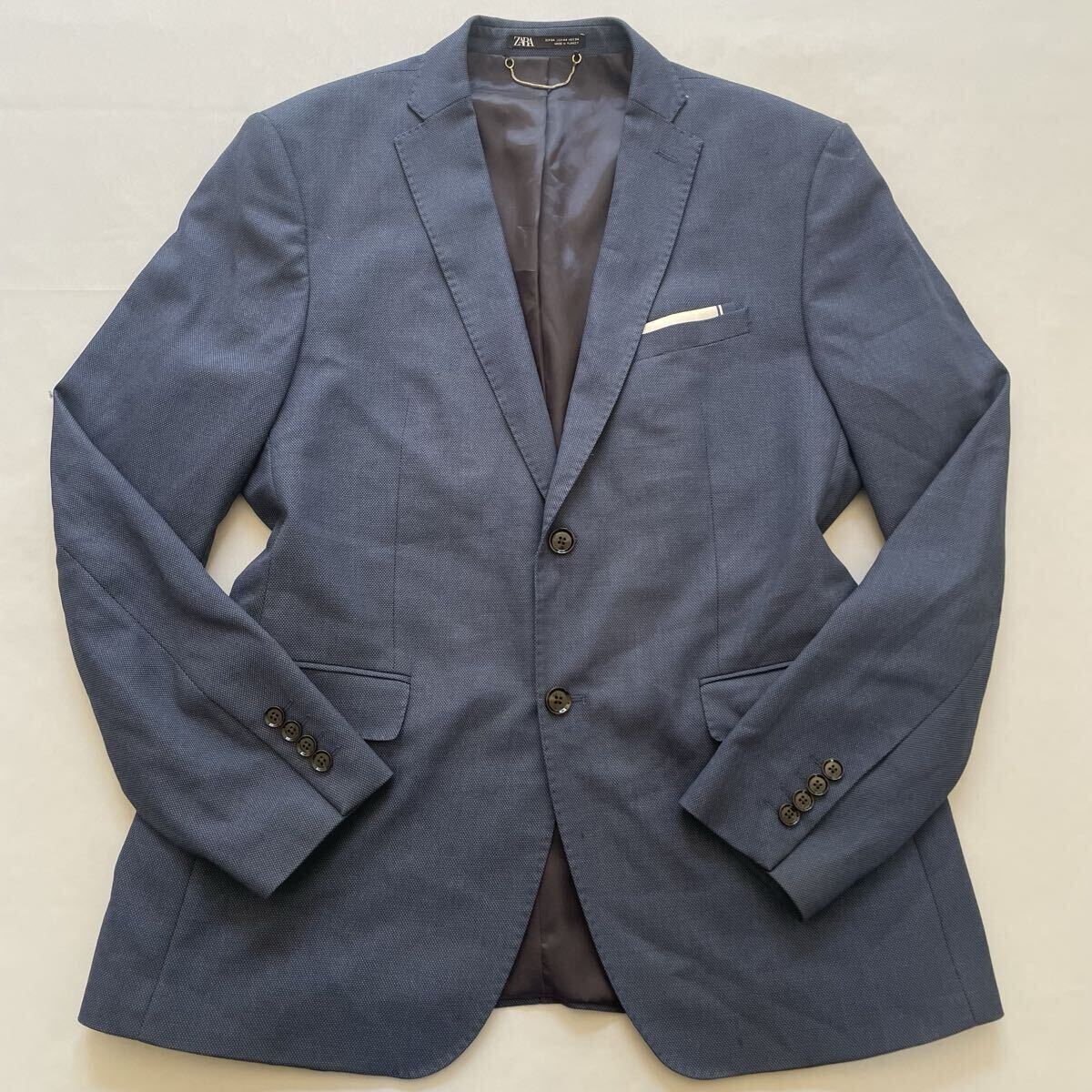 超希少3XL！ザラマン【お洒落の極み】ZARA MAN テーラードジャケット ネイビー 2B 総裏地 着心地◎ 高級感 54(4L相当)_画像2