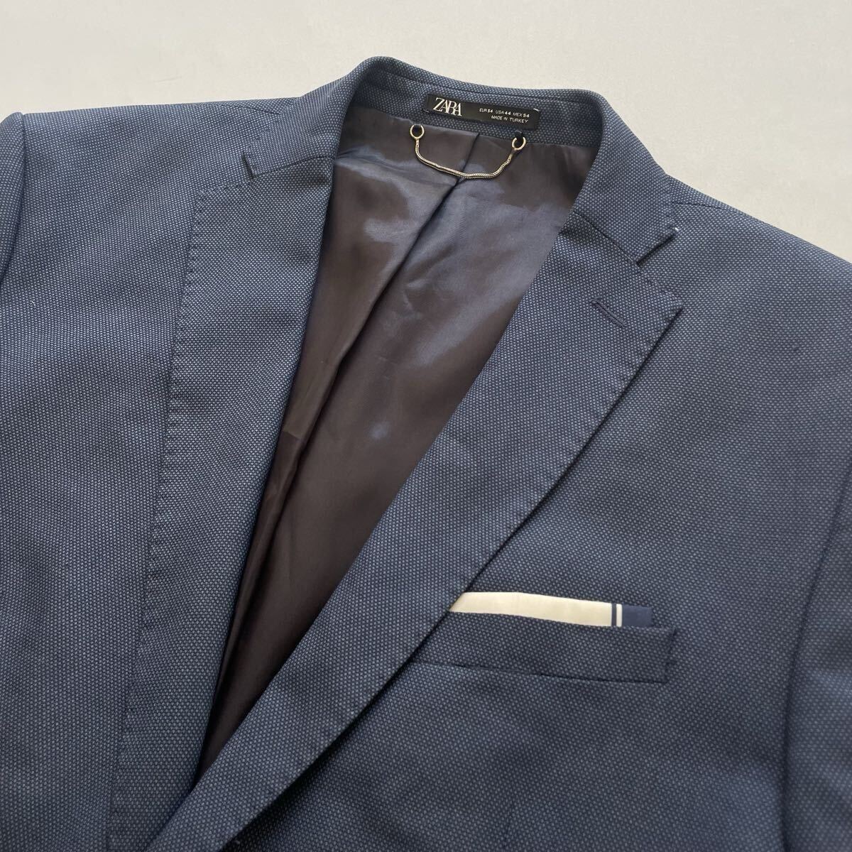 超希少3XL！ザラマン【お洒落の極み】ZARA MAN テーラードジャケット ネイビー 2B 総裏地 着心地◎ 高級感 54(4L相当)_画像3