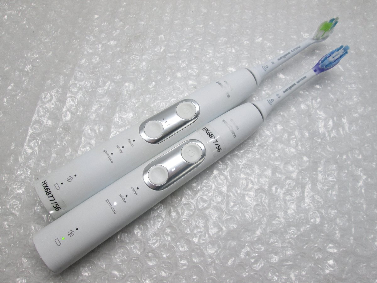 ◎ほぼ未使用 PHILIPS フィリップス ソニッケアー プロテクトクリーン 電動歯ブラシ HX6877/56 2本セット 本体のみ 展示品 w102823_画像1