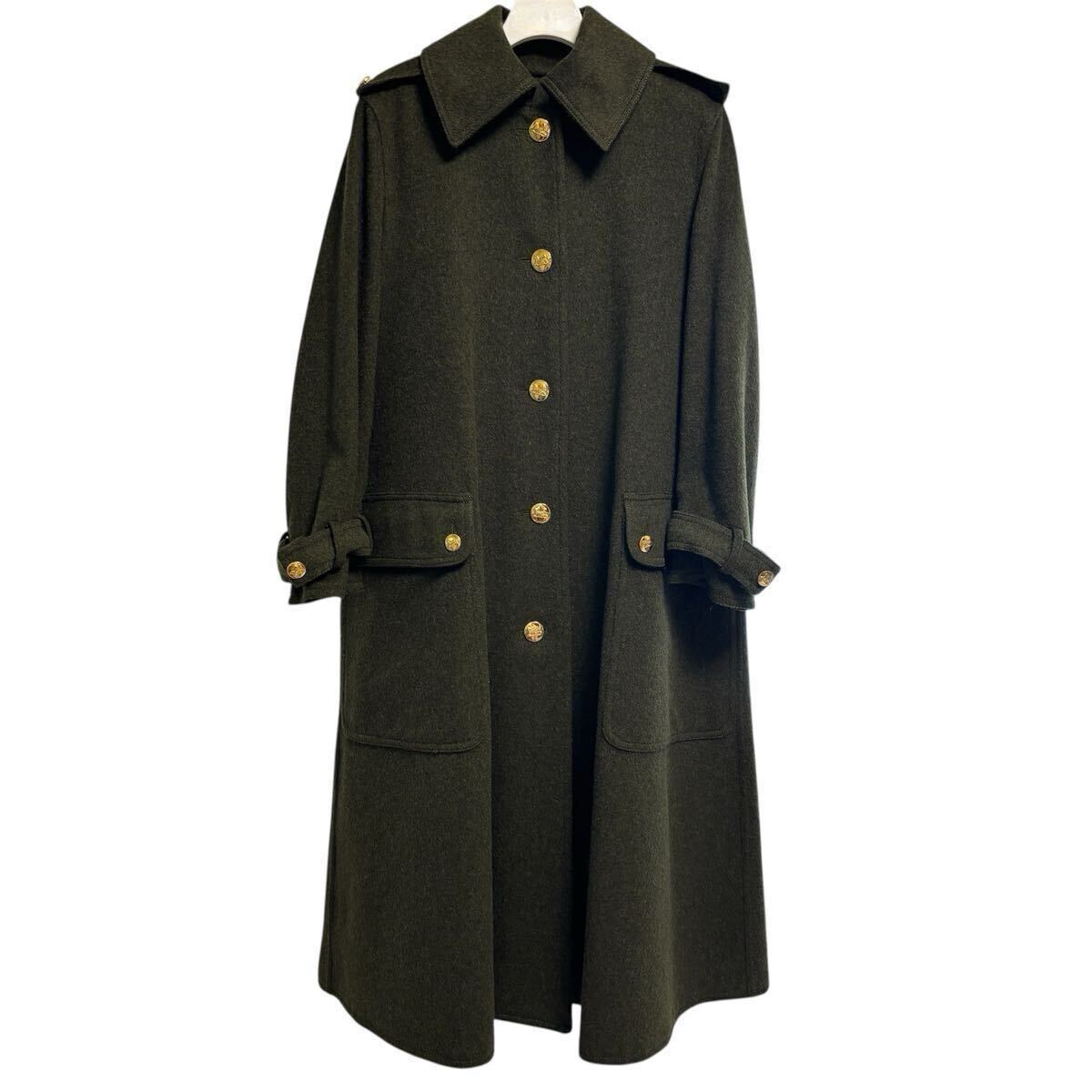 CELINE SPORT セリーヌ レデイース コート 馬車金ボタン 濃緑系 グリーン フランス製 カーキ ヴィンテージ_画像1