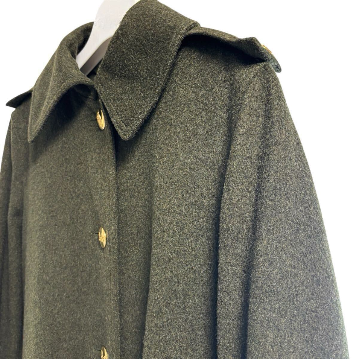 CELINE SPORT セリーヌ レデイース コート 馬車金ボタン 濃緑系 グリーン フランス製 カーキ ヴィンテージ_画像3