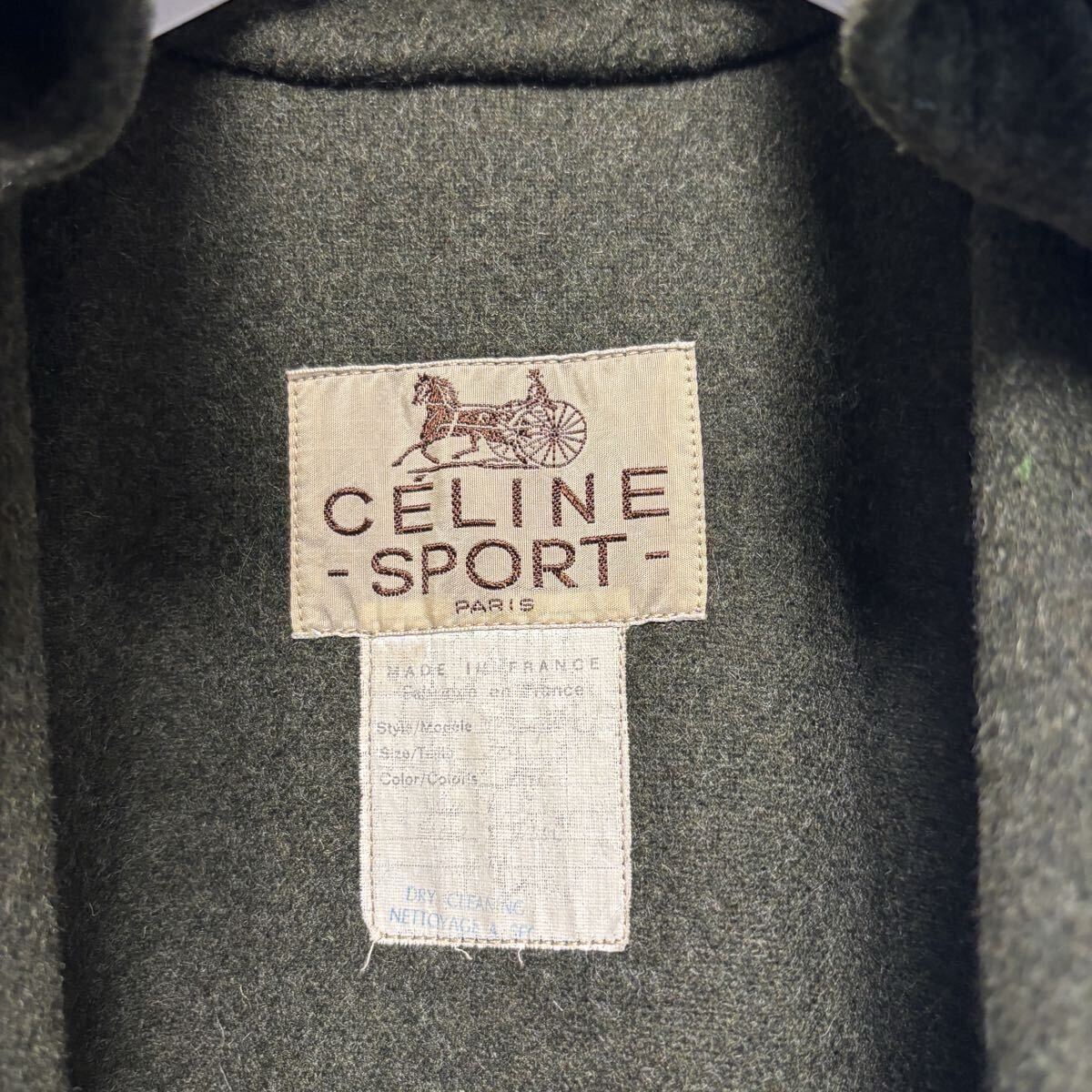 CELINE SPORT セリーヌ レデイース コート 馬車金ボタン 濃緑系 グリーン フランス製 カーキ ヴィンテージ_画像5
