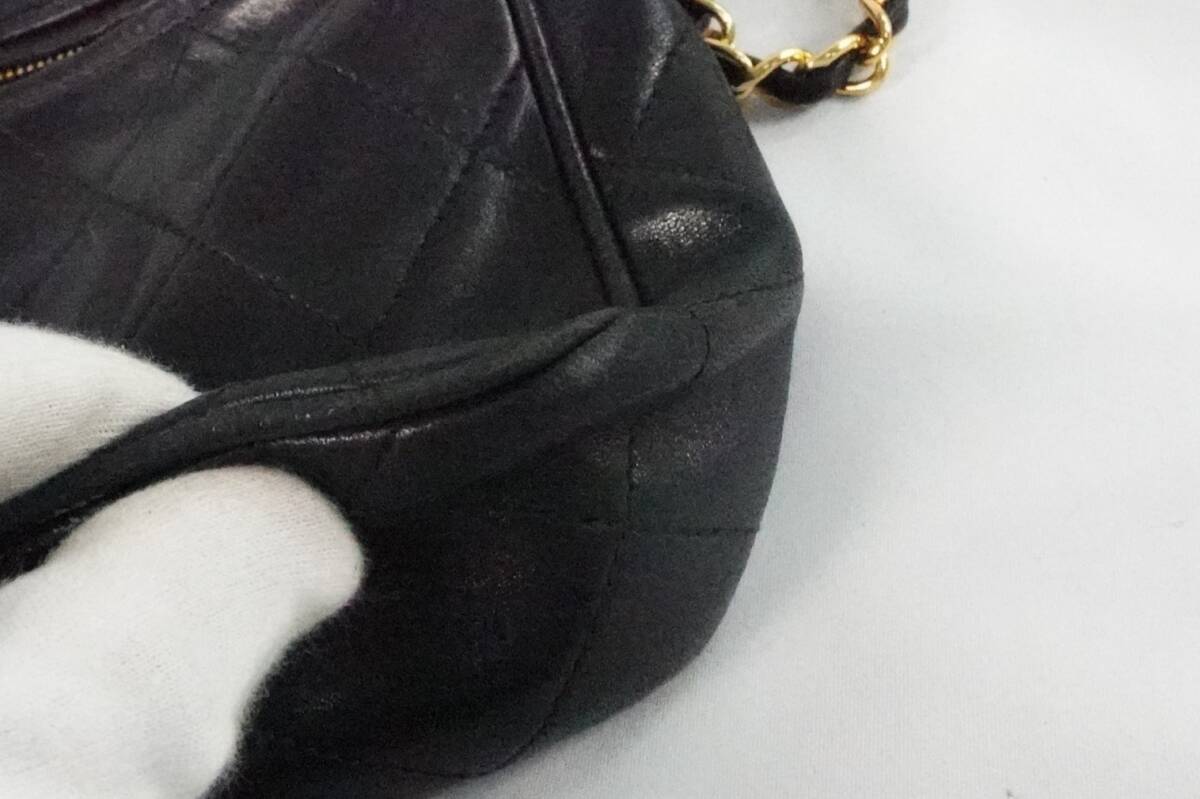 CHANEL シャネル ショルダーバッグ マトラッセ ラムスキン ブラック チェーンショルダー 肩掛け ブラック系 ブランド バッグ キルティング_画像6