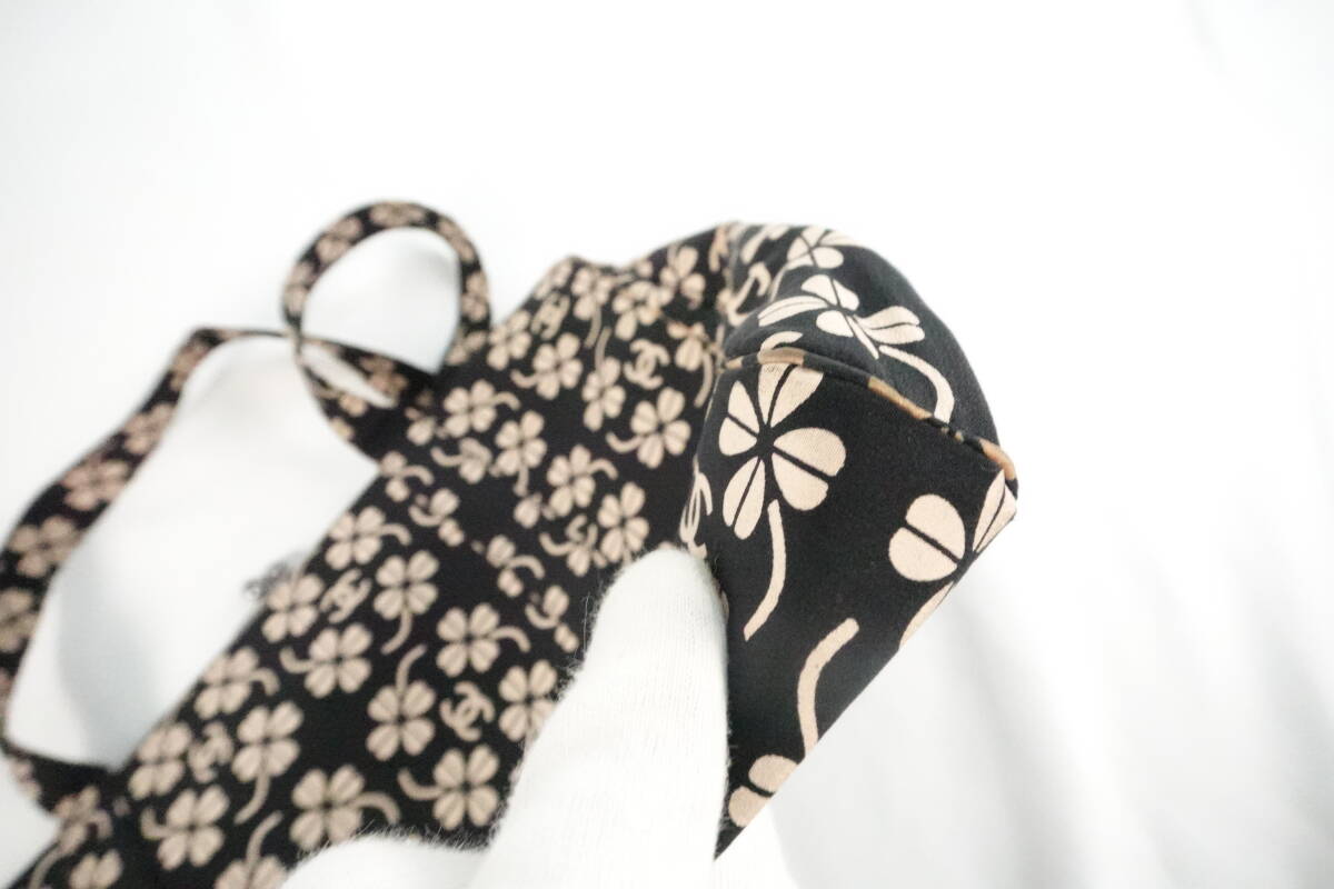 CHANEL シャネル ハンドバッグ トートバッグ がま口 キャンバス クローバ― ブラック ブランド バッグ _画像7