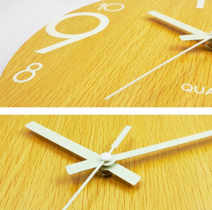 【在庫処分セール】壁掛け時計 夜光 静音 シンプル おしゃれ かわいい インテリア雑貨 サイレント ウォールクロック イエローブラウン_画像3