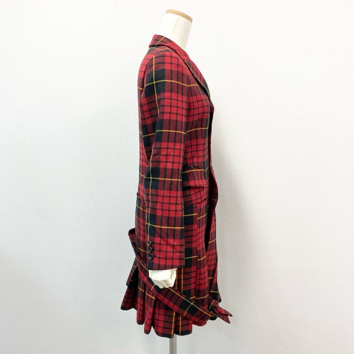 72j15 COMME des GARCONS コムデギャルソン 2017SS チェック アシンメトリー カットアウト シングルコート GS-J015 XS レディースo07t_画像3