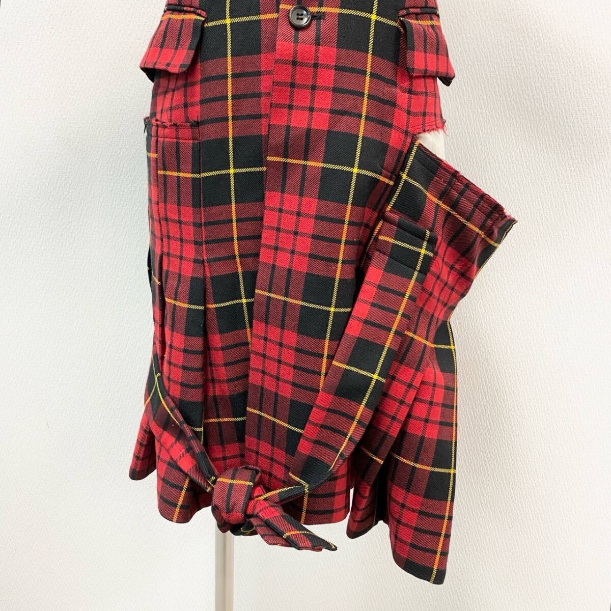 72j15 COMME des GARCONS コムデギャルソン 2017SS チェック アシンメトリー カットアウト シングルコート GS-J015 XS レディースo07t_画像6