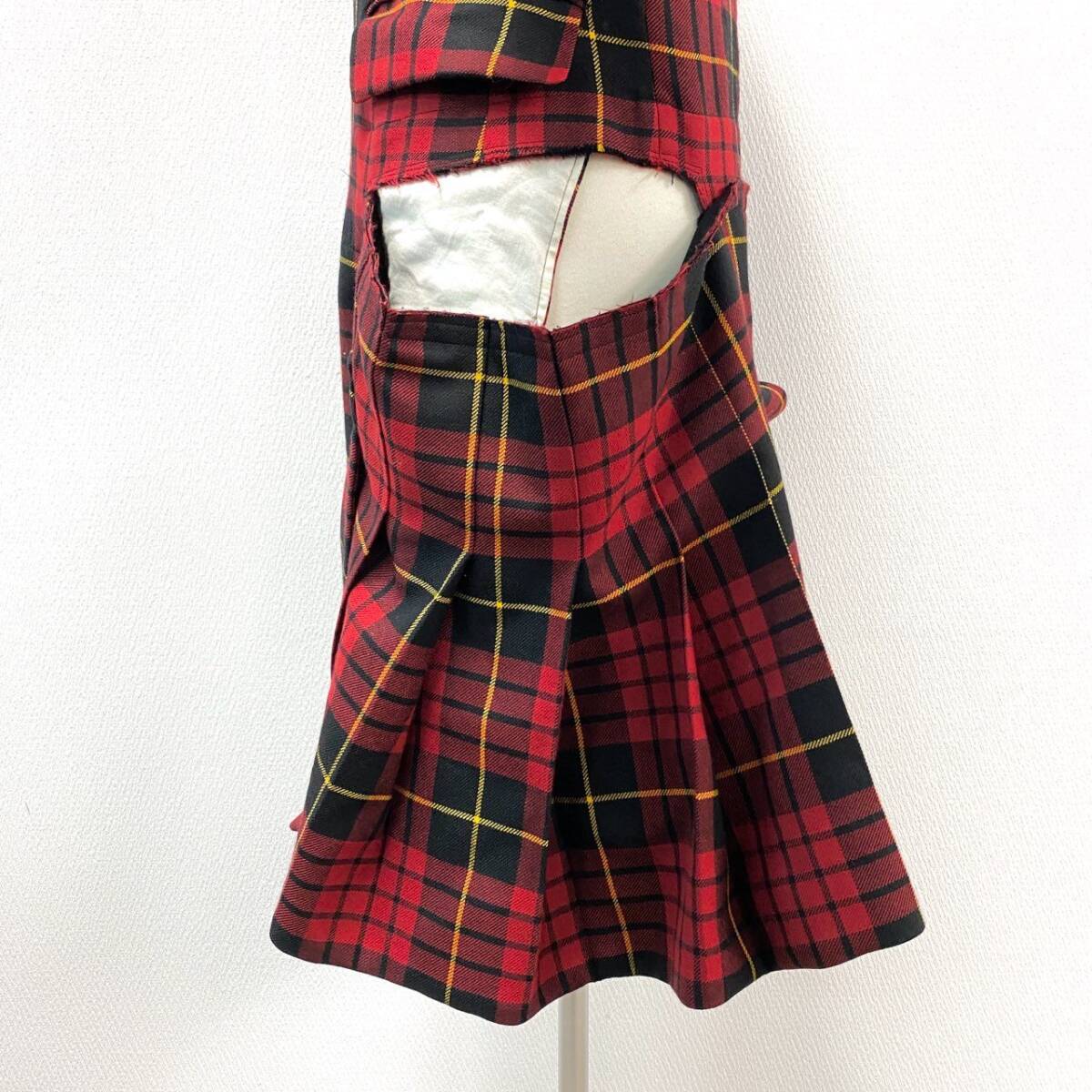 72j15 COMME des GARCONS コムデギャルソン 2017SS チェック アシンメトリー カットアウト シングルコート GS-J015 XS レディースo07t_画像7