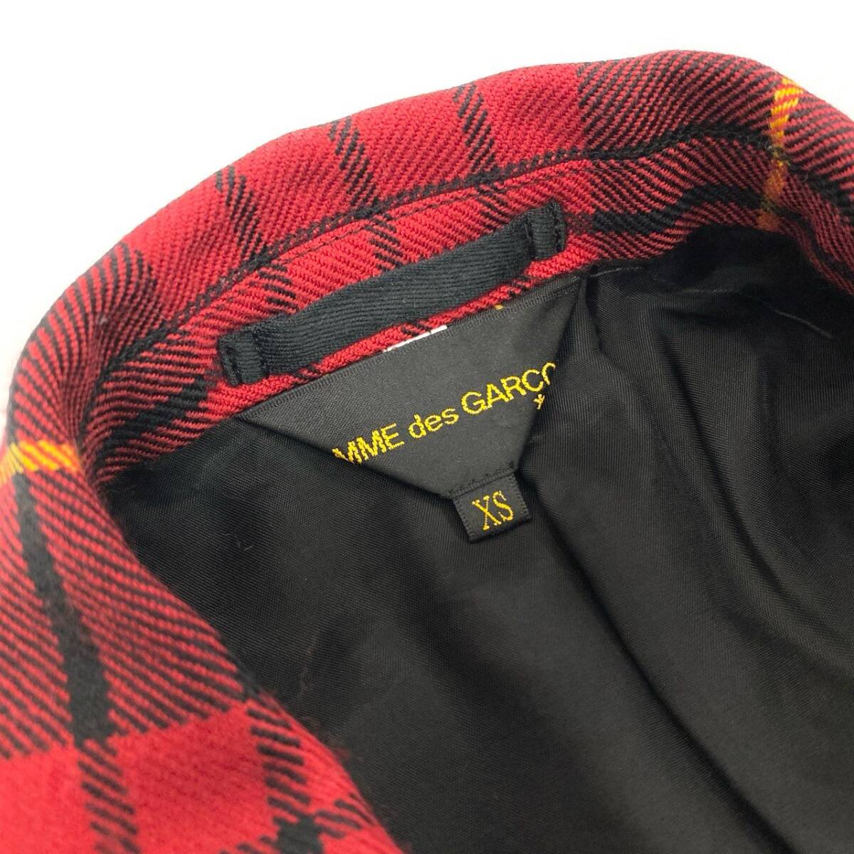 72j15 COMME des GARCONS コムデギャルソン 2017SS チェック アシンメトリー カットアウト シングルコート GS-J015 XS レディースo07t_画像9