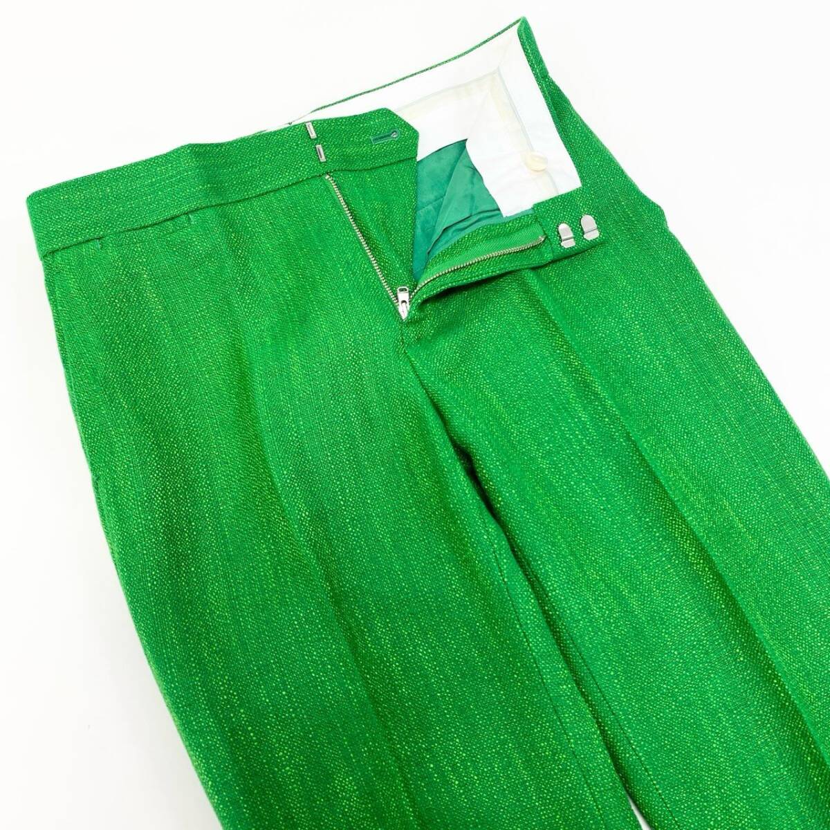 72j15《美品》Drawer ドゥロワー リネン混 オットマンベーシックパンツ ボトム パンツ 6514-236-1203 34サイズ グリーン レディースu02t_画像3