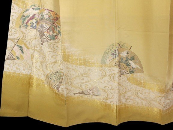 ＊未着用＊【寿光織】一つ紋 正絹色留袖　暈し　扇に観世水紋　裄：63.5cm　e-2723_画像5