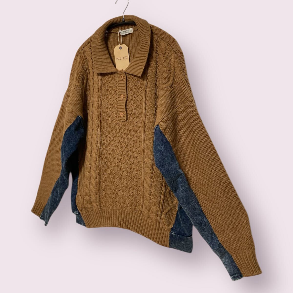 ダブルネーム　新品未使用　素材切り替え　ニット　プルオーバー　フリーサイズ_画像2