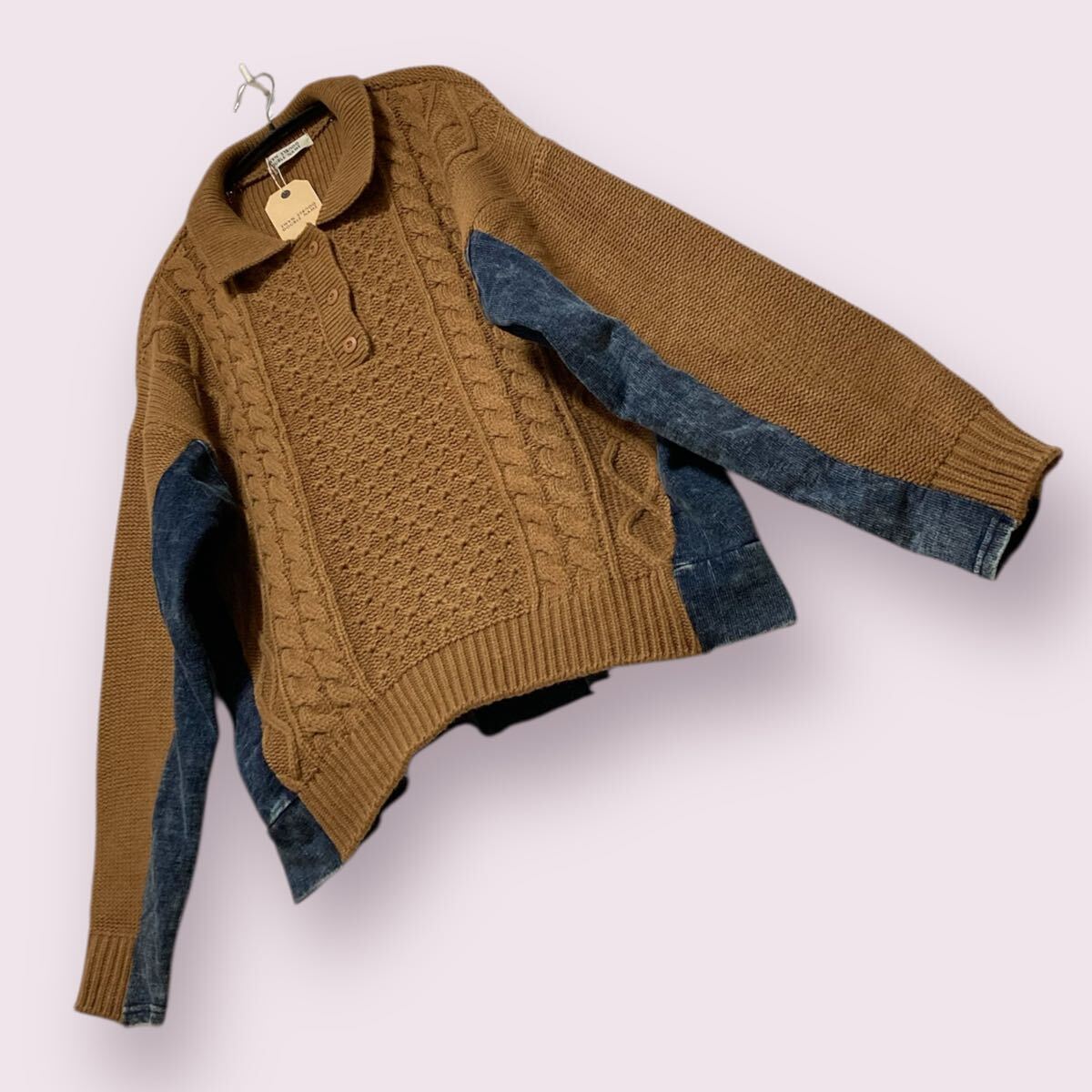 ダブルネーム　新品未使用　素材切り替え　ニット　プルオーバー　フリーサイズ_画像3