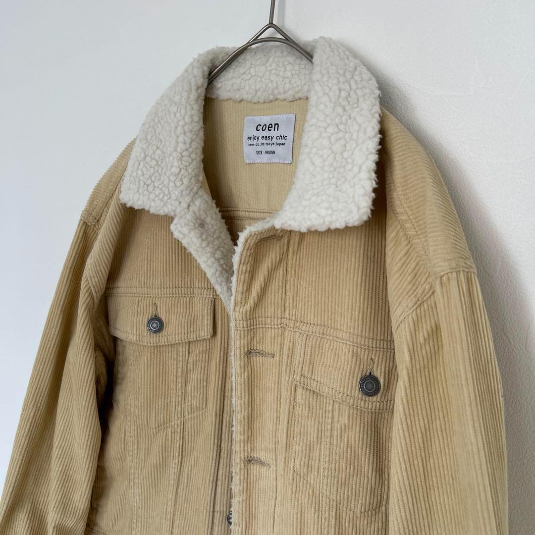 【coen コーエン】襟ボア コーデュロイ トラッカー ジャケット M冬物 古着_画像3