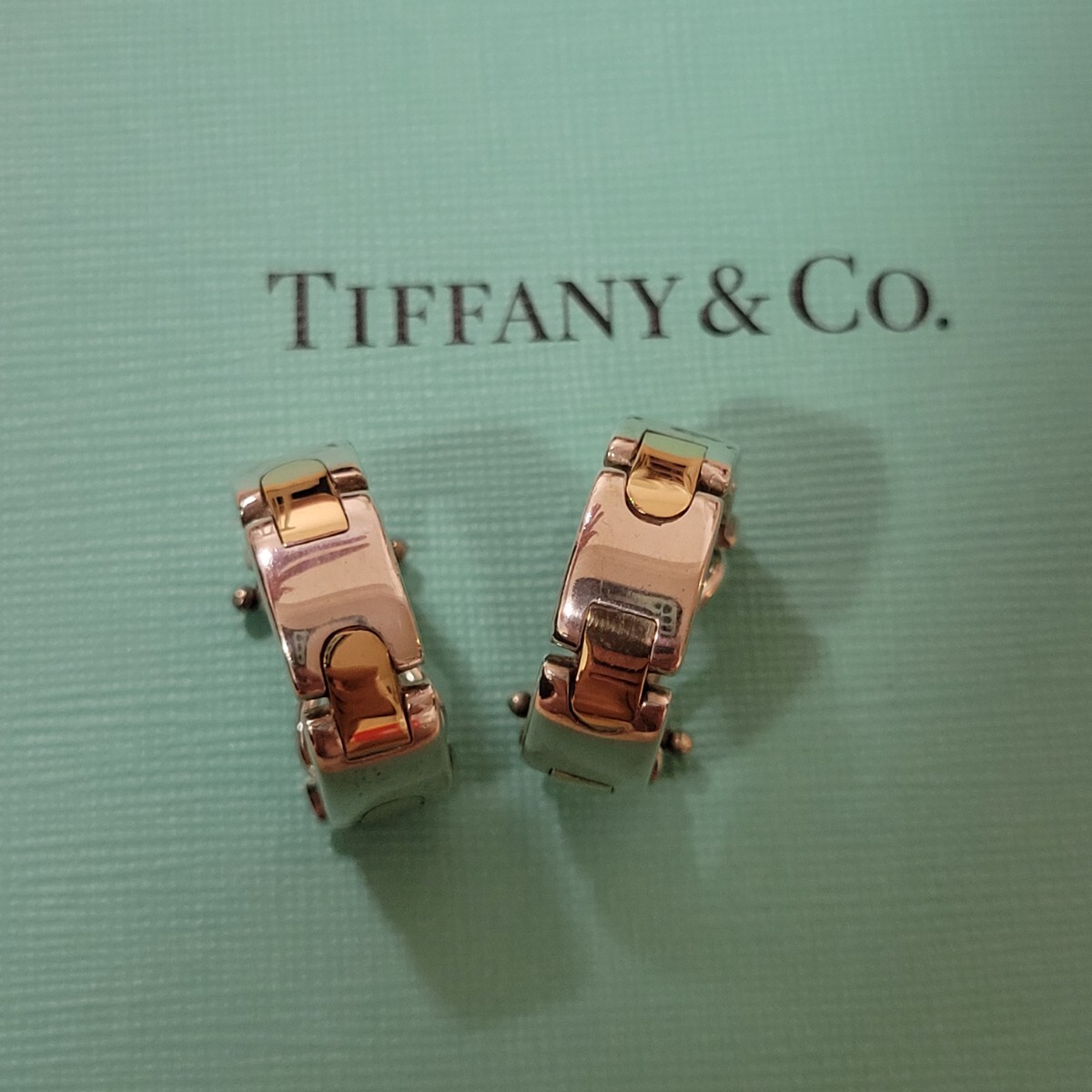 ティファニー TIFFANY Hリンク イヤリング シルバー ゴールド コンビ_画像1