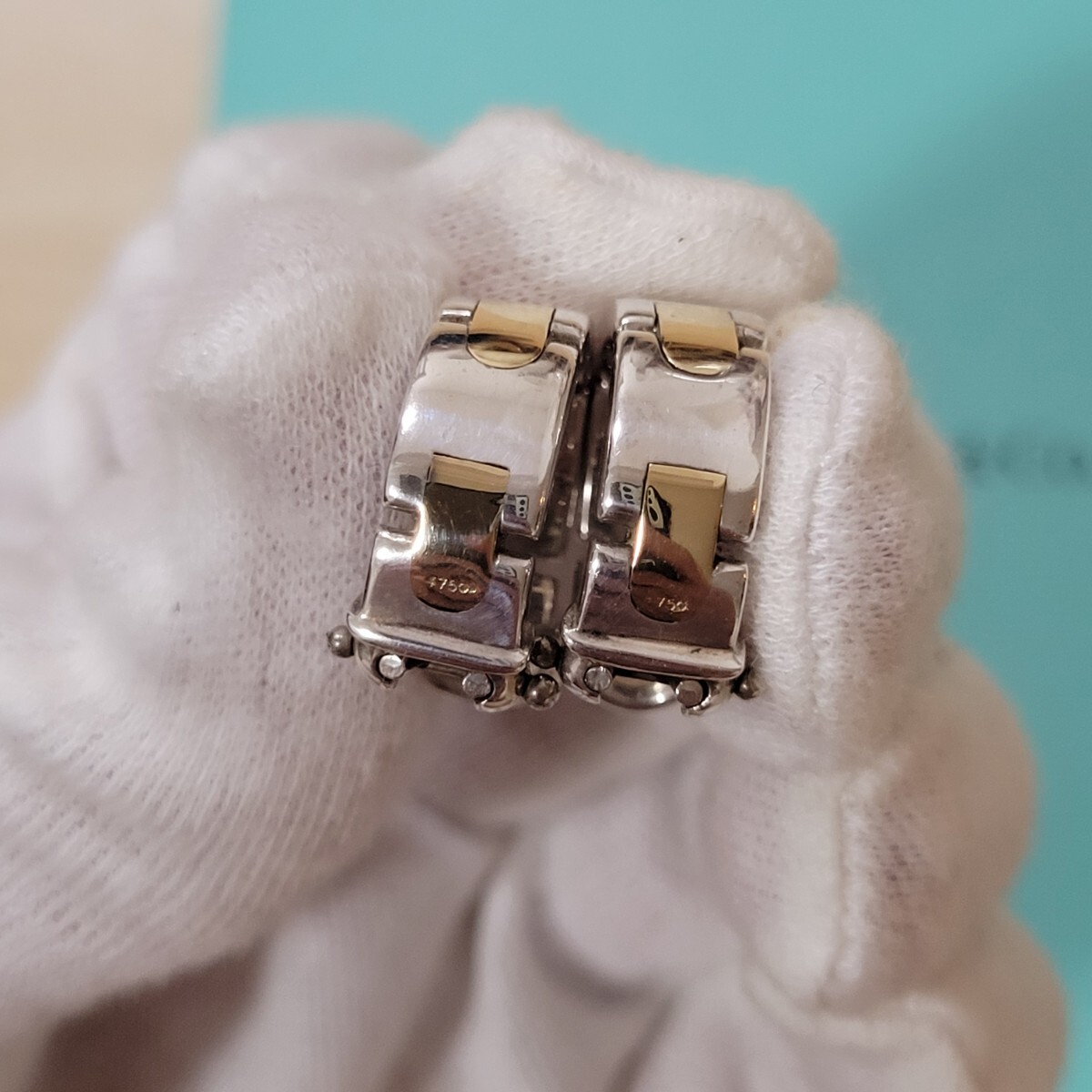 ティファニー TIFFANY Hリンク イヤリング シルバー ゴールド コンビ_画像3