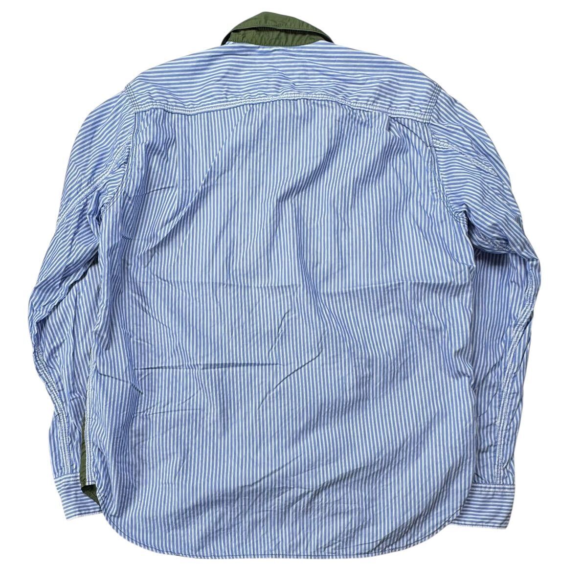 AD2017 COMME des GARCONS HOMME ギャルソン オム 切り替え ストライプシャツ L_画像2