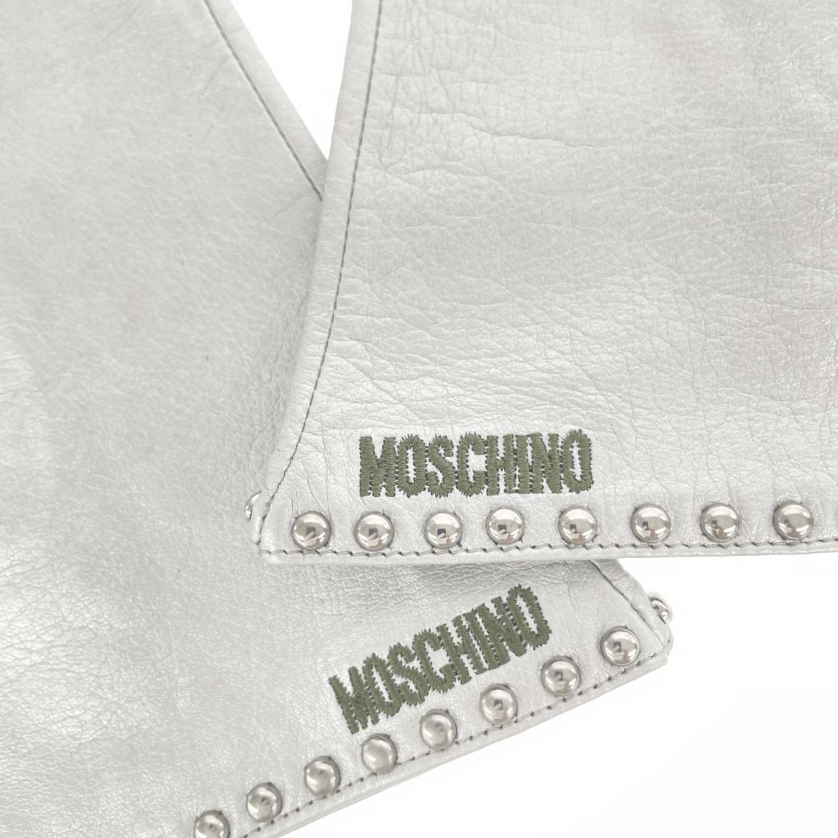 ◆MOSCHINO モスキーノ 手袋 レザー/スタッズ シルバーカラー レディース_画像3