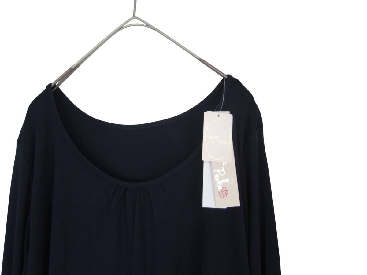 ★送料無料　新品　【4L】Rose Peche ローズペッシュ　ネイビー　裾レース　長袖カットソー　596-0802　定価6760円　大きいサイズ_画像3