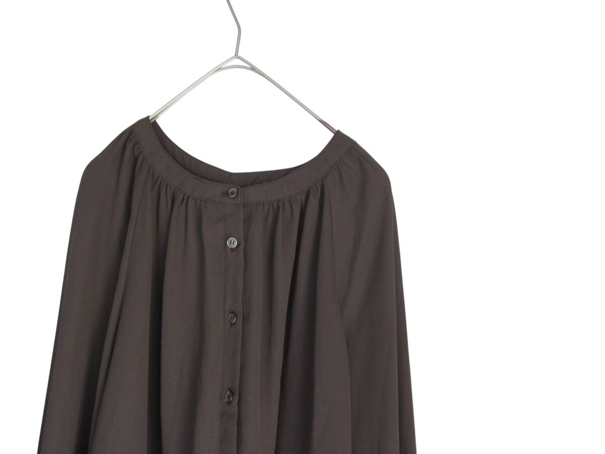 ★送料無料 M39 美品 【3L】 ~4L着用可 ブラウン 長袖 シフォン チュニック 大きいサイズ ゆうパケットポスト_画像3