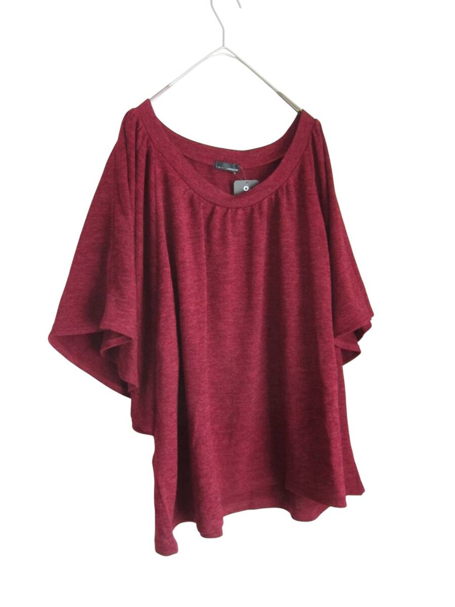 送料無料 R51 新品 【3L】 ~4L着用可 ワインレッド 5分袖 ニット 重ね着に! 大きいサイズ ゆうパケットプラス_画像2