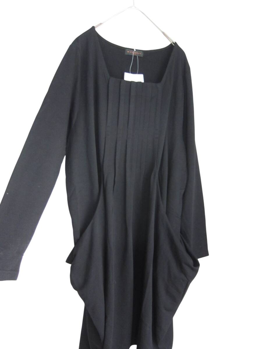 送料無料　T90　新品　【3L】　ブラック　両サイド　ポケット　ワンピース　7分袖　大きいサイズ　ゆうパケットプラス　_画像4