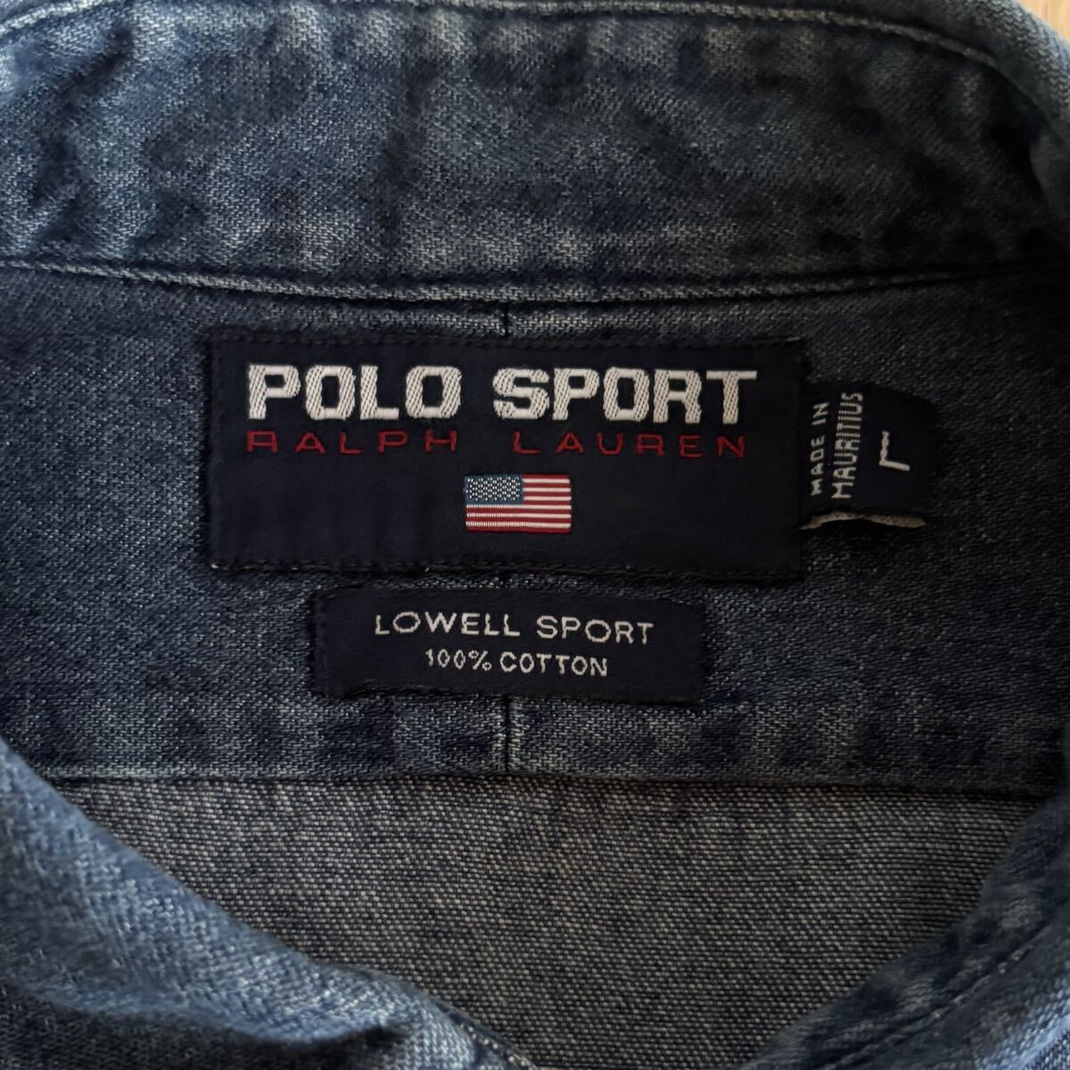 ★90s★ポロスポーツ ラルフローレン★デニムシャツ★ダンガリー★L★Lowell Sport★RALPH LAUREN_画像4