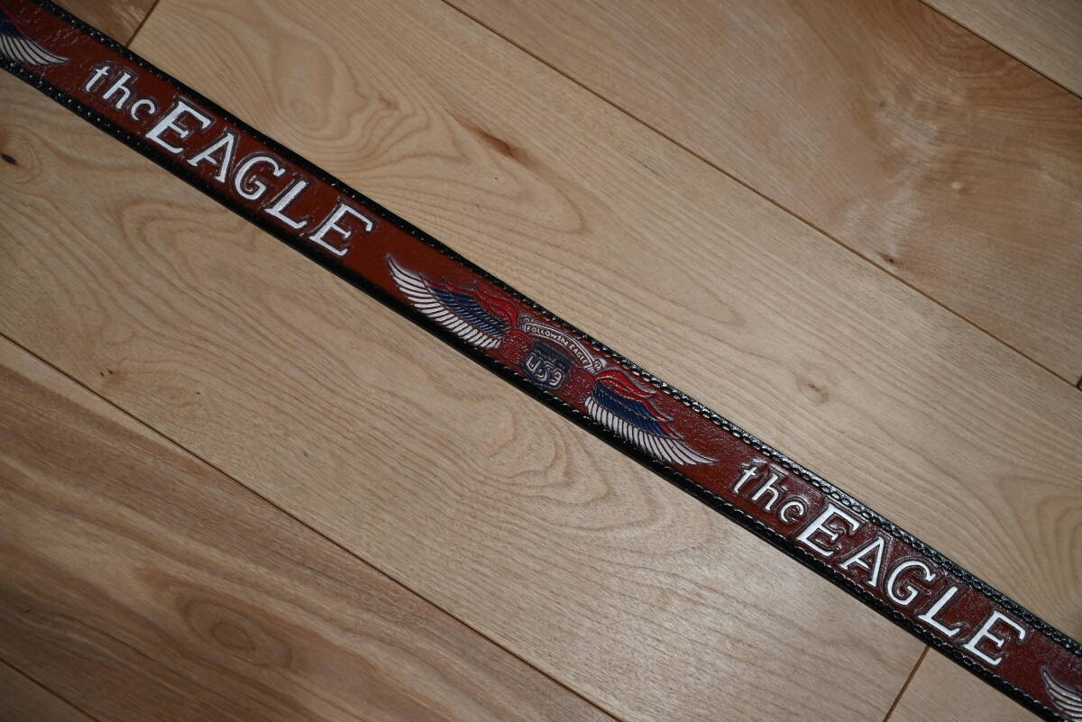 ★ハンドメイド レザー カービング柄 鷲柄バックル付きベルト イーグル柄★ダークブラウン!_画像7