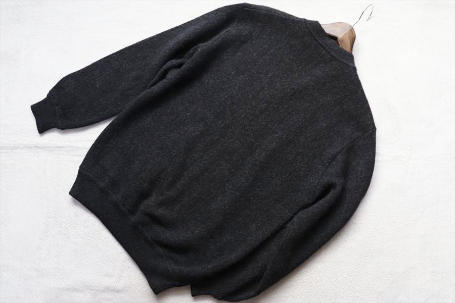 ヴィンテージ CHEMISE LACOSTE ケミス ラコステ メンズ 文字ラコ Vネック ウールセーター 3 チャコールグレーの画像4