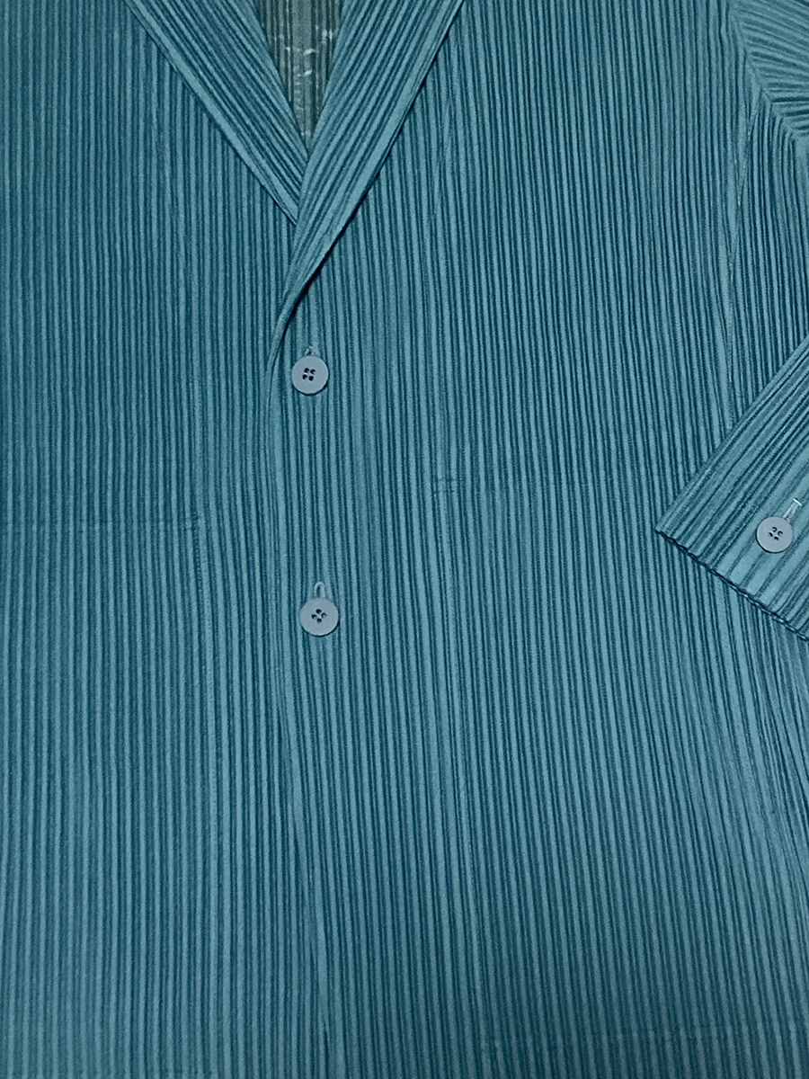 HOMME PLISSE ISSEY MIYAKEオムプリッセイッセイミヤケ★サックスブルーのプリーツジャケット★サイズ3_画像2