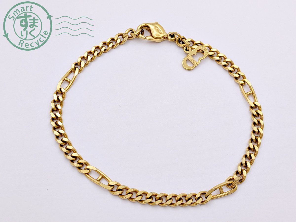BJ0707783　★ Christian Dior クリスチャン・ディオール ブレスレット フィガロチェーン チェーン 喜平 ゴールドカラー ※パーツ欠損_画像1
