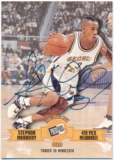 Stephon Marbury 1996 Press Pass Draft Pick RC Rookie Signature Auto 直書き 直筆サイン ルーキー オート ステフォン・マーブリー_画像1