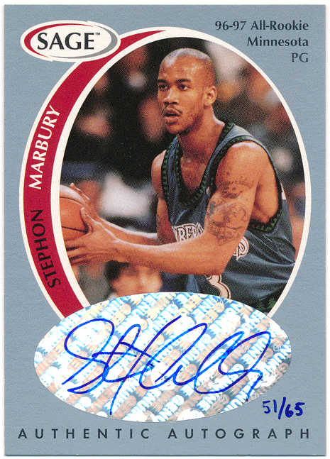 Stephon Marbury 1998 Sage Silver Signature Auto 65枚限定 直筆サイン シルバー オート ステフォン・マーブリー_画像1
