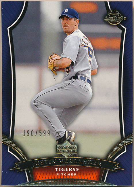 Justin Verlander MLB 2005 Upper Deck Sweet Spot Gold Parallel 599枚限定 ゴールドパラレル ジャスティン・バーランダー_画像1