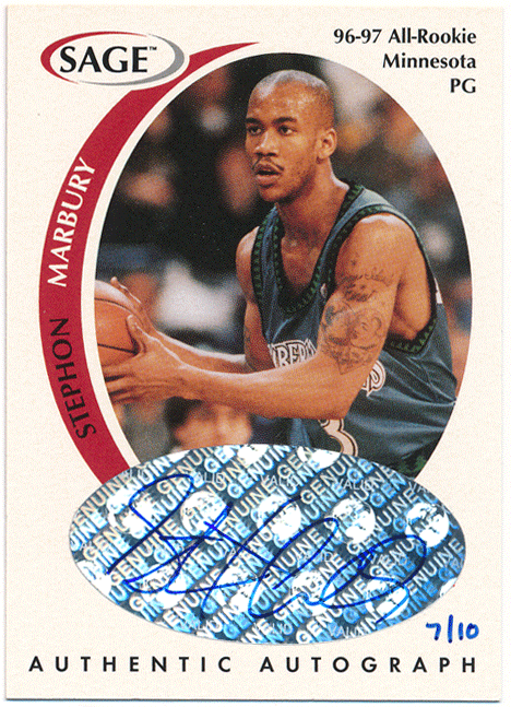 Stephon Marbury 1998 Sage White Signature Auto 10枚限定 直筆サイン ホワイト オート ステフォン・マーブリー_画像1