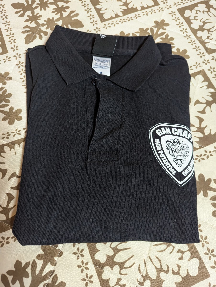 開封済み未使用品 希少 ガンクラフト ポロシャツ Мサイズ フェイスロゴ ブラック_画像2