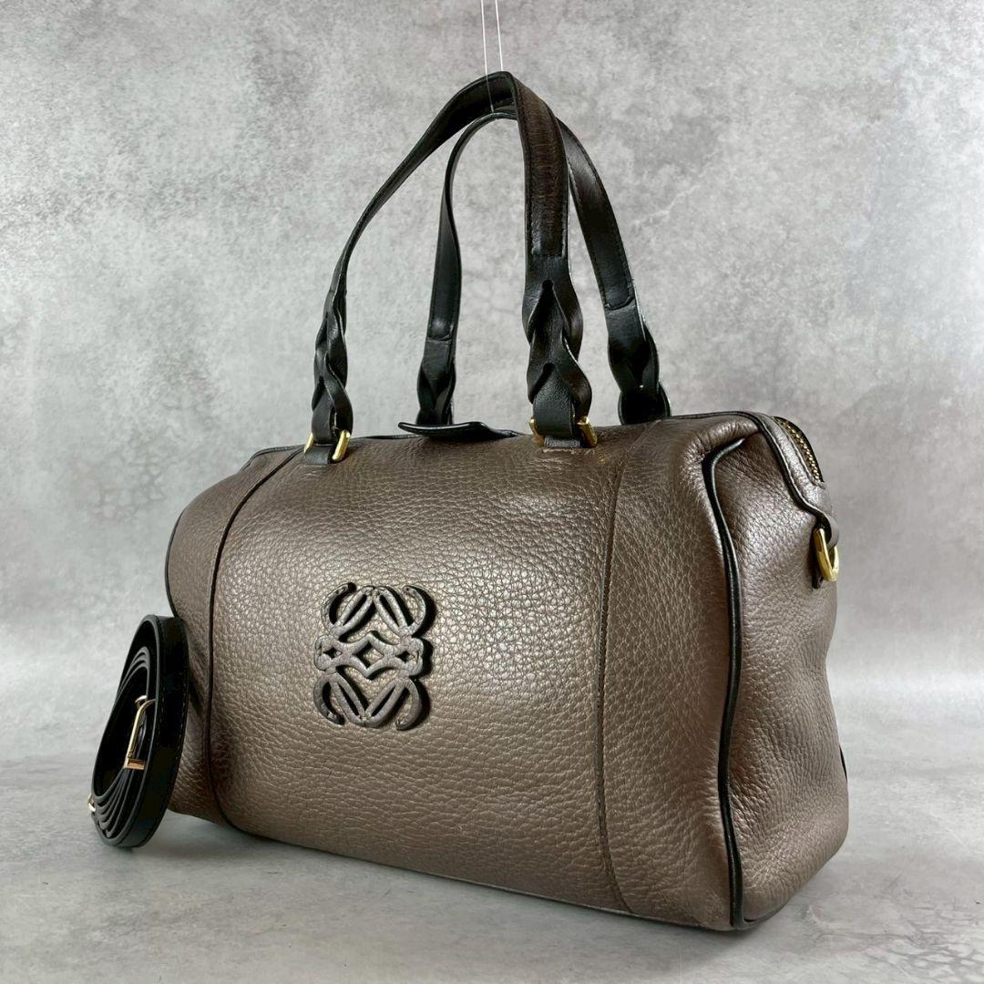 918 LOEWE フスタ ブラウン レザー ショルダーバッグ 2way_画像1