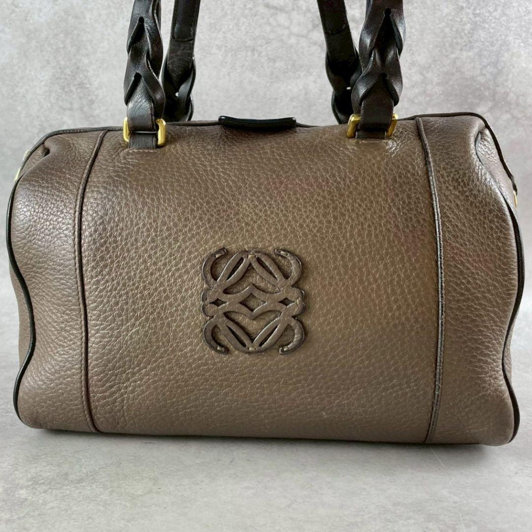 918 LOEWE フスタ ブラウン レザー ショルダーバッグ 2way_画像2