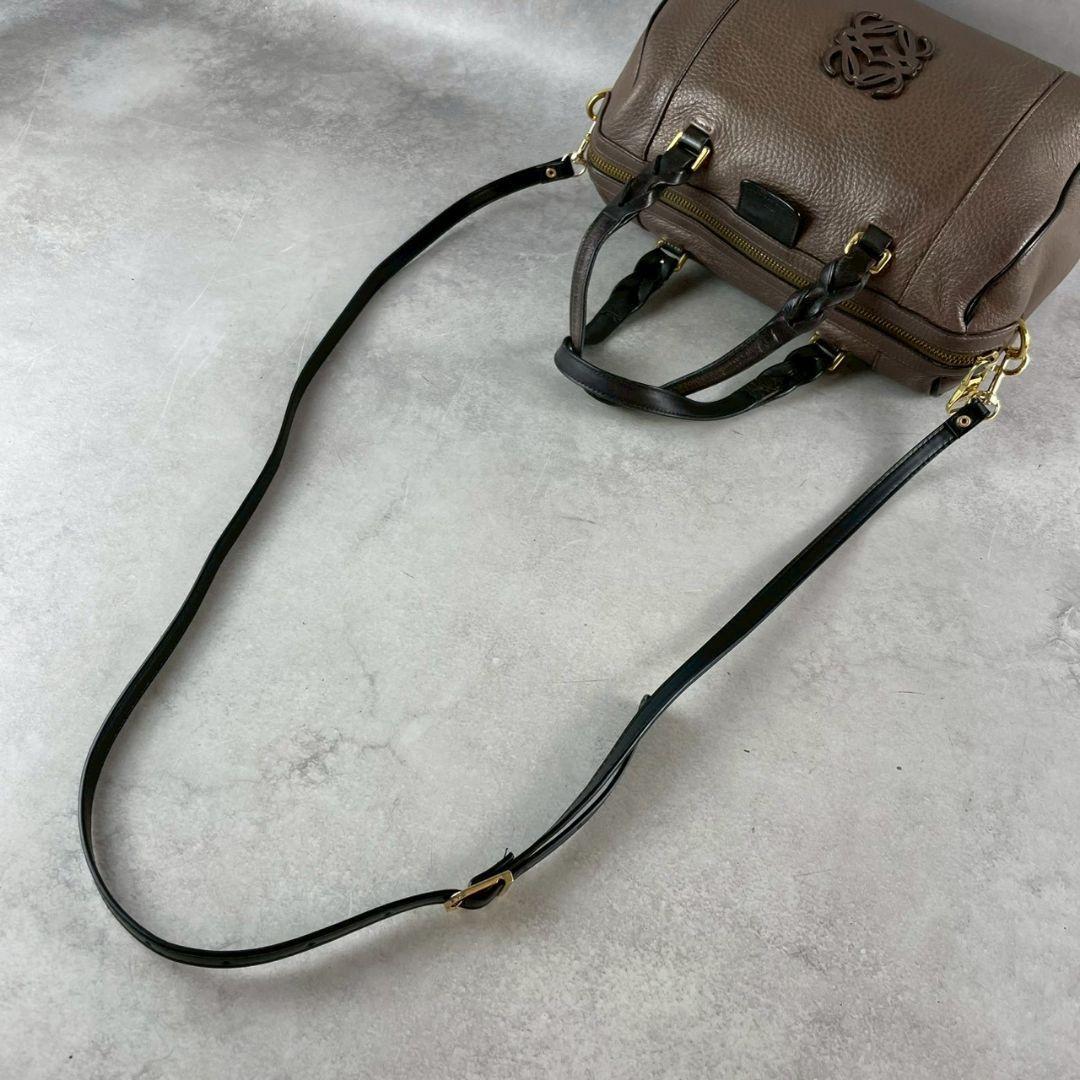 918 LOEWE フスタ ブラウン レザー ショルダーバッグ 2way_画像8