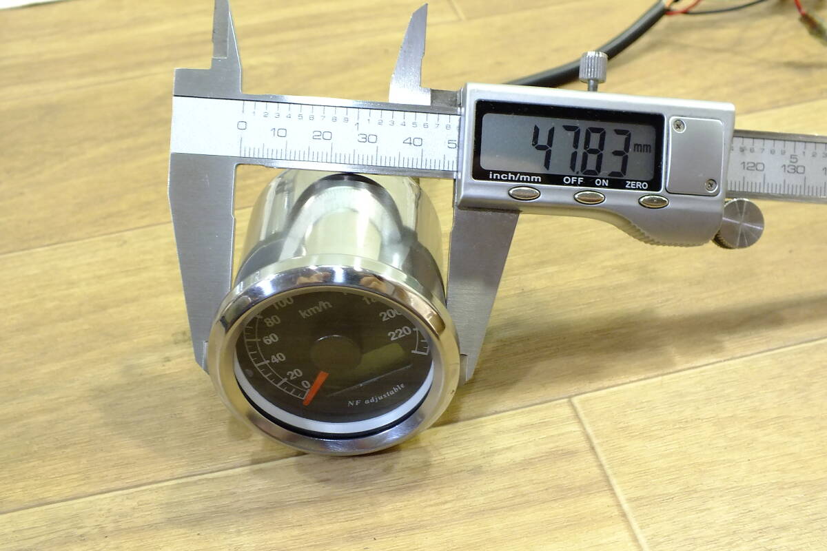 ★ ネオファクトリー 48mm 小型 電気式 NFアジャスタブルスピードメーター ステンレス 黒盤 スポーツスター 中古良品_画像6