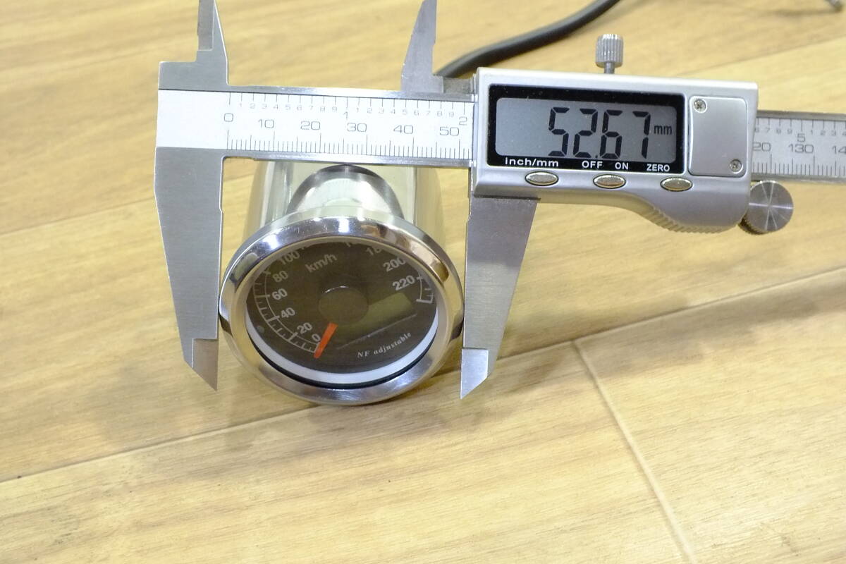 ★ ネオファクトリー 48mm 小型 電気式 NFアジャスタブルスピードメーター ステンレス 黒盤 スポーツスター 中古良品_画像7