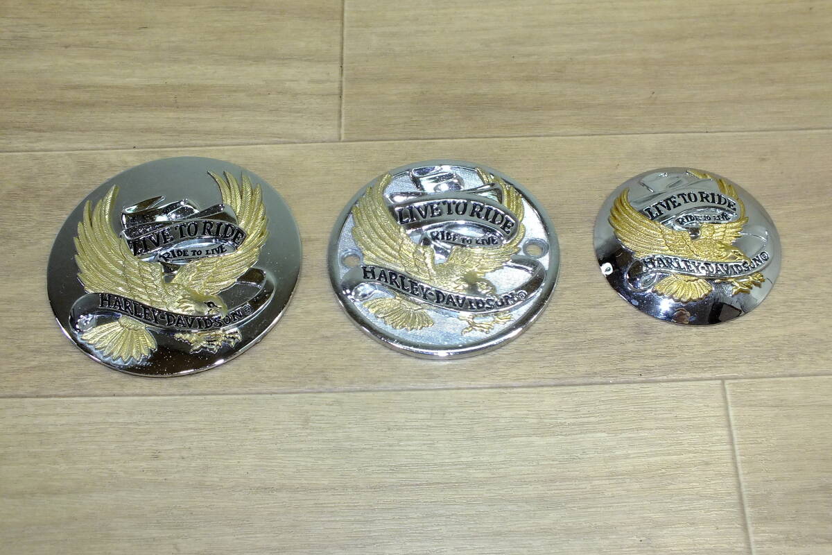★ 送430円 エボFXDL使用 純正 イーグルアイアン リーブToライドメダリオン タンクキャップ/タイマーカバー/CCバー用LIVE TO RIDE 白頭鷲_画像1