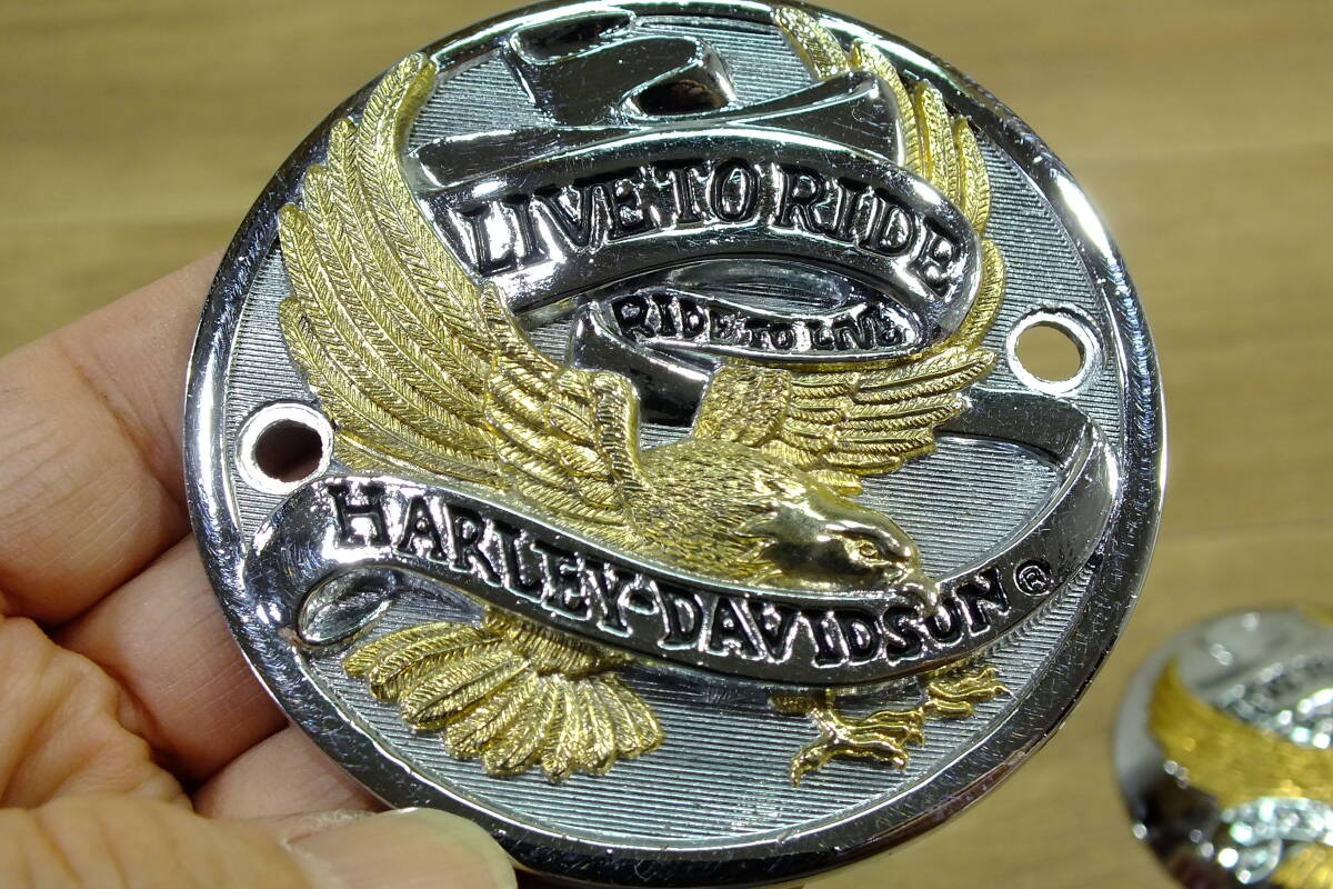 ★ 送430円 エボFXDL使用 純正 イーグルアイアン リーブToライドメダリオン タンクキャップ/タイマーカバー/CCバー用LIVE TO RIDE 白頭鷲_画像4