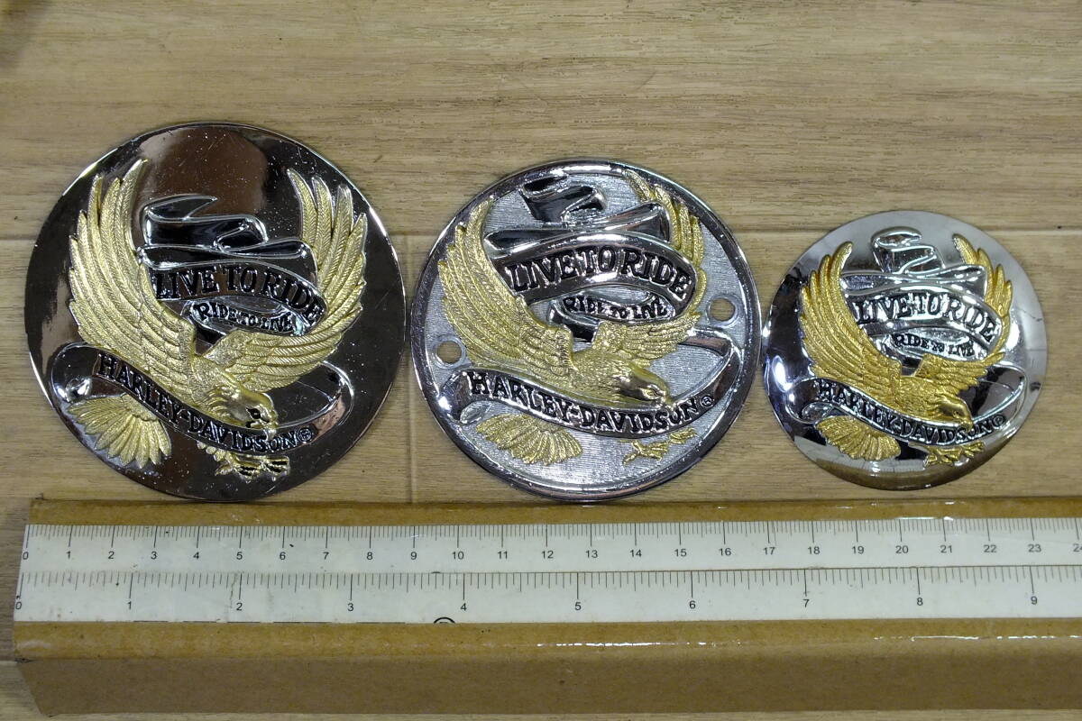 ★ 送430円 エボFXDL使用 純正 イーグルアイアン リーブToライドメダリオン タンクキャップ/タイマーカバー/CCバー用LIVE TO RIDE 白頭鷲_画像7