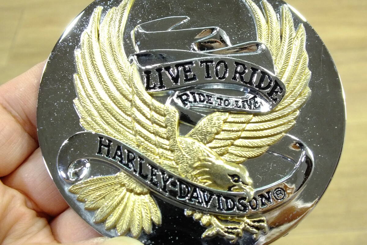★ 送430円 エボFXDL使用 純正 イーグルアイアン リーブToライドメダリオン タンクキャップ/タイマーカバー/CCバー用LIVE TO RIDE 白頭鷲_画像3
