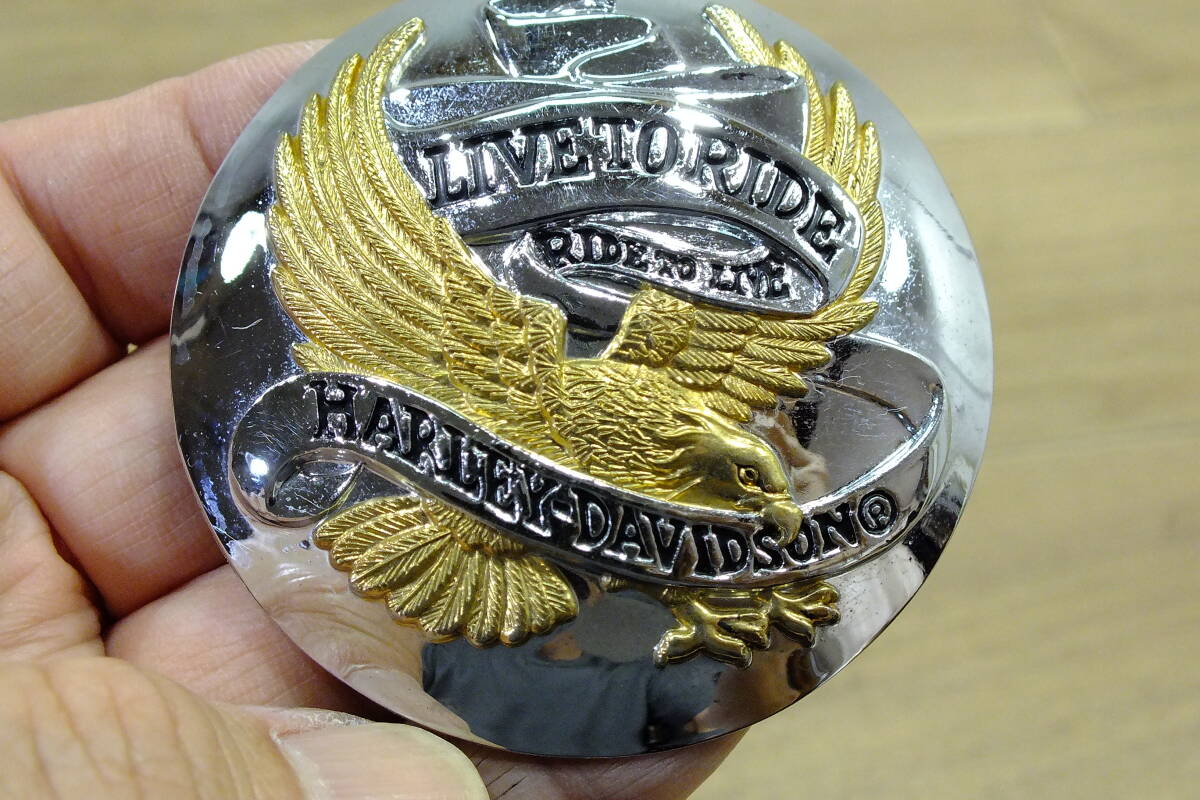 ★ 送430円 エボFXDL使用 純正 イーグルアイアン リーブToライドメダリオン タンクキャップ/タイマーカバー/CCバー用LIVE TO RIDE 白頭鷲_画像5