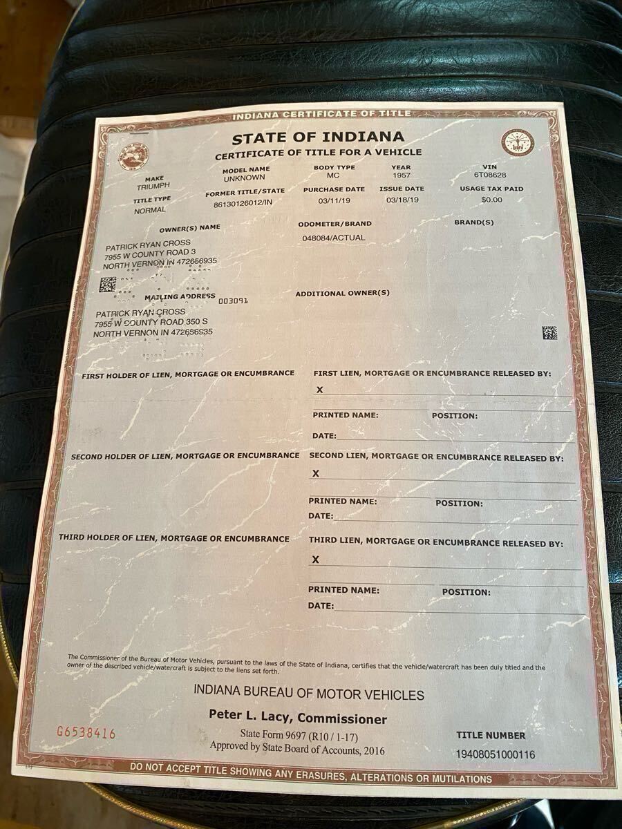  Triumph TRIUMPH 1956 6T Thunderbird Classic Британия машина 