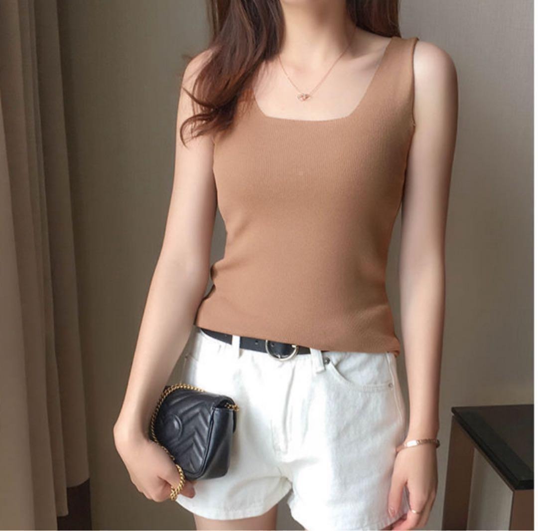 超得処分! ニット タンクトップ スクエアネック Fサイズ 3枚組 通勤_画像3